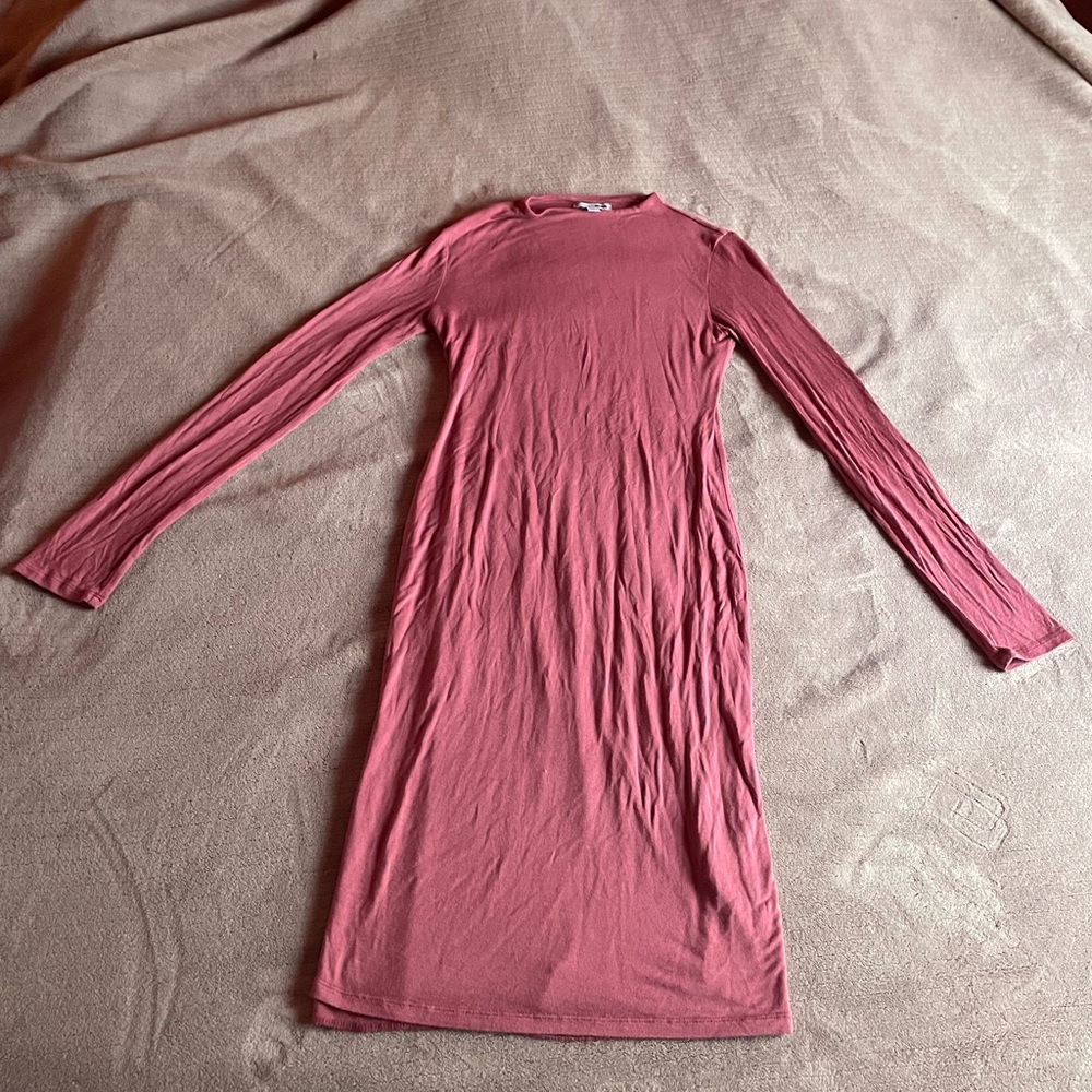 Fashion Nova Dusty Rose Long Sleeve Dress
